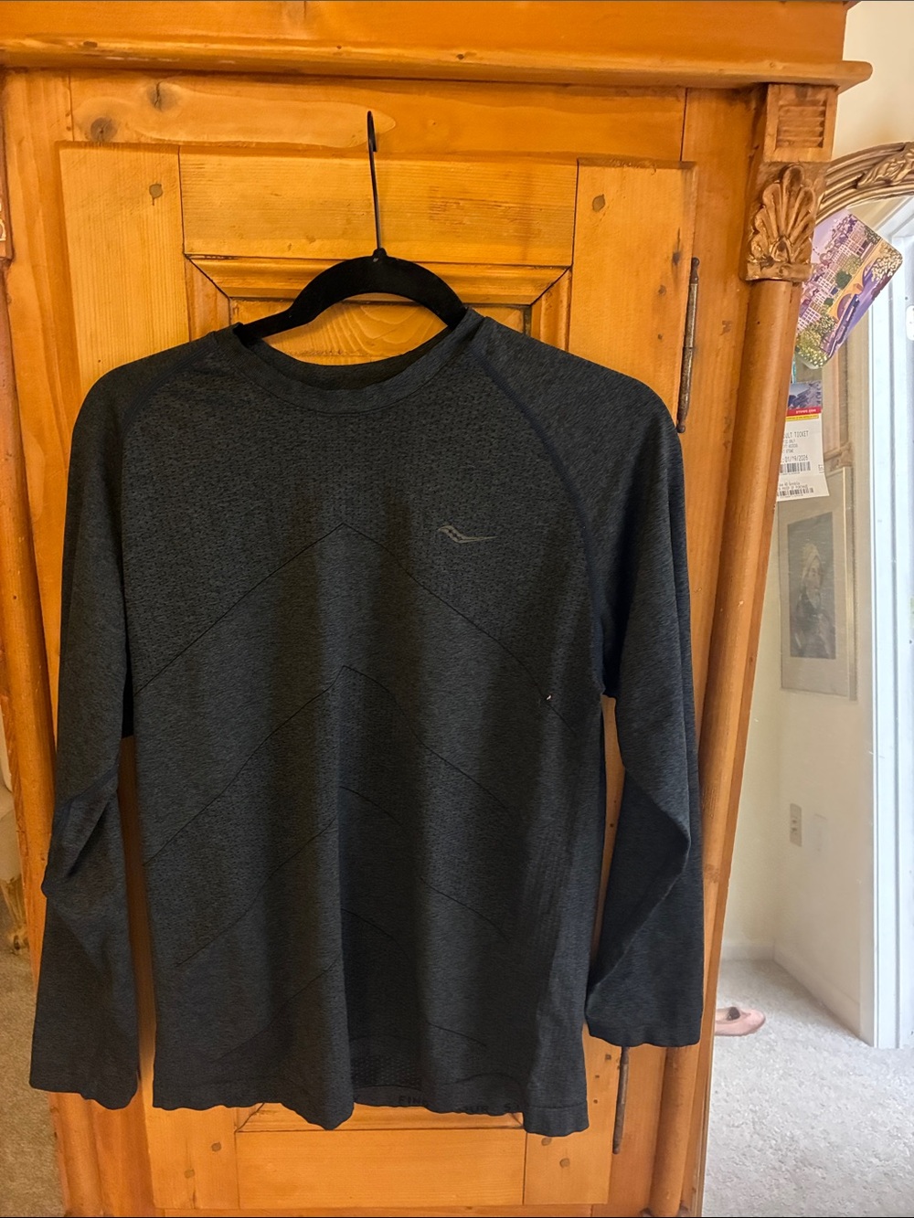 Saucony Men's Long Sleeve Performance Shirt - Charcoal Black